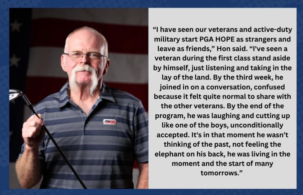 Dan Hon, PGA HOPE Ambassador, with his quote about PGA HOPE. The full text follows the image.